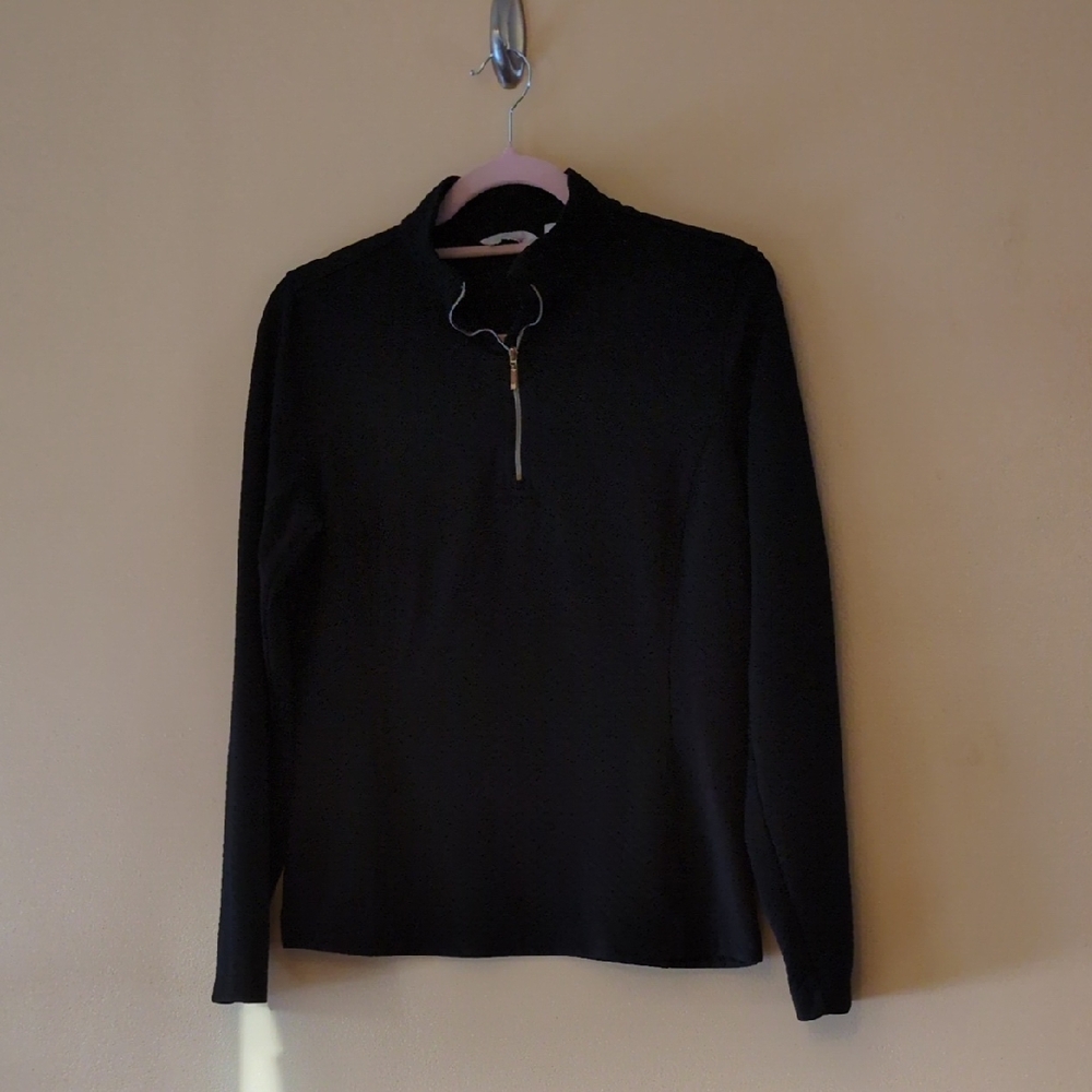 Lady Hagen Black Long Sleeve 1/4 Zip-Up Top, sz S